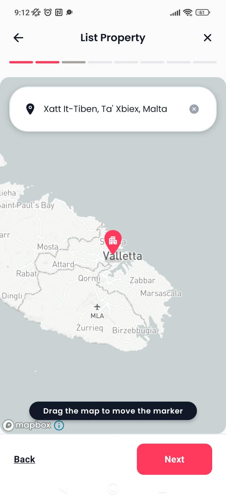 Homey showing properties on a map of Malta.